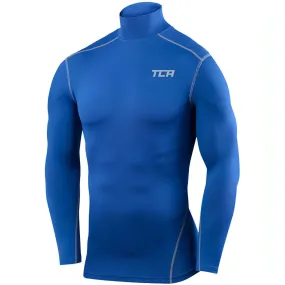 TCA Pro Performance Long Sleeve Mock Mens Compression Top - Blue