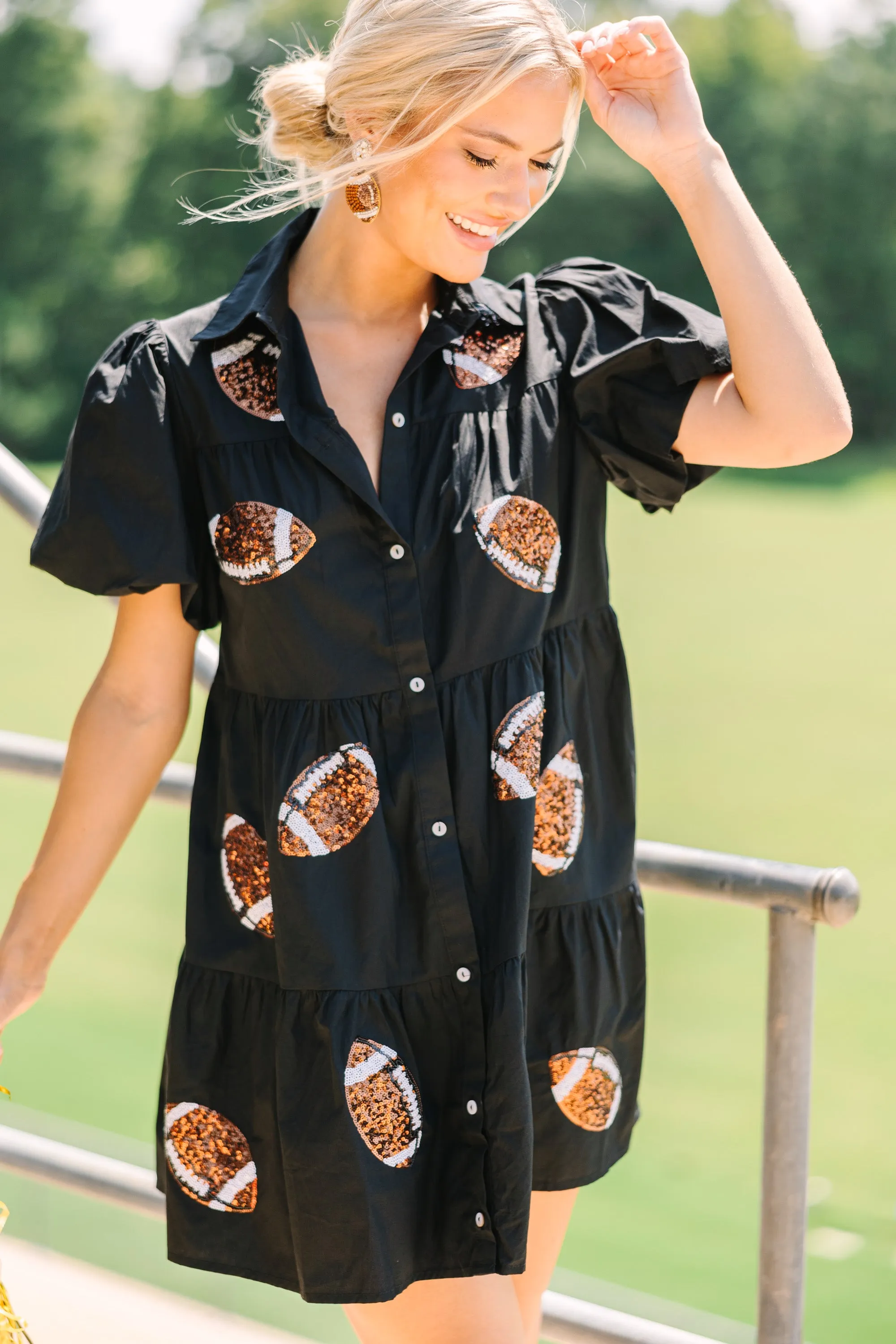 Touchdown Black Sequin Football Dress