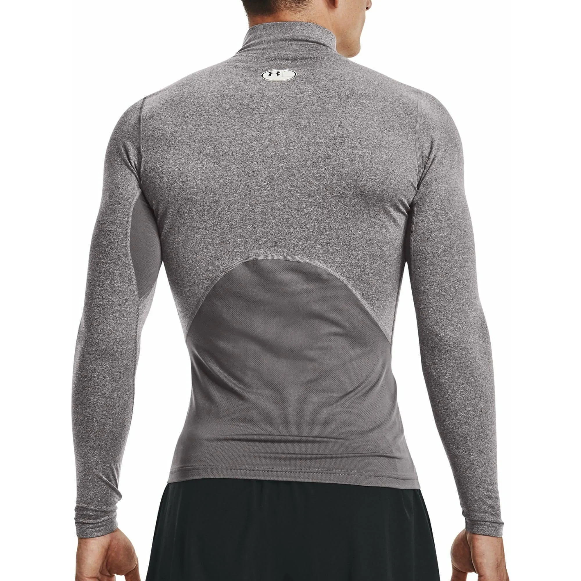 Under Armour ColdGear Compression Mock Long Sleeve Mens Running Top - Grey