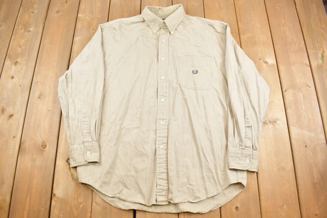 Vintage 1990s Ralph Lauren Chaps Embroidered Blank Button Up Shirt / 1990s Button Up / Vintage Flannel / Basic Button Up / Size Large /