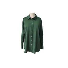 ZARA Forest Green Satin Long Sleeve Collared Shirt | Pre loved |