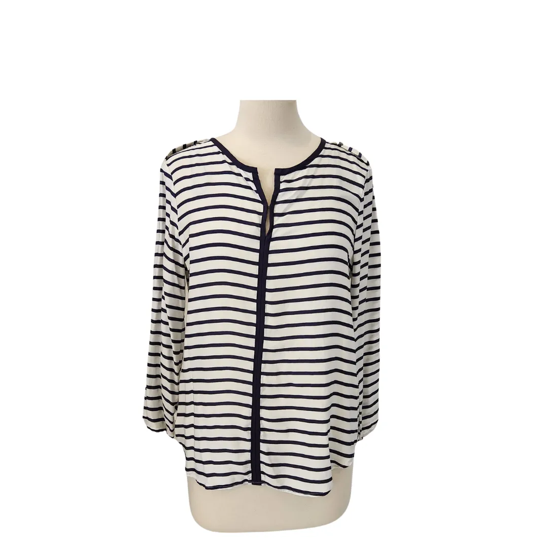 ZARA White & Blue Striped Top | Pre Loved |